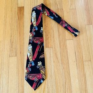 Nicole Miller Golfers Golf Black Silk Tie